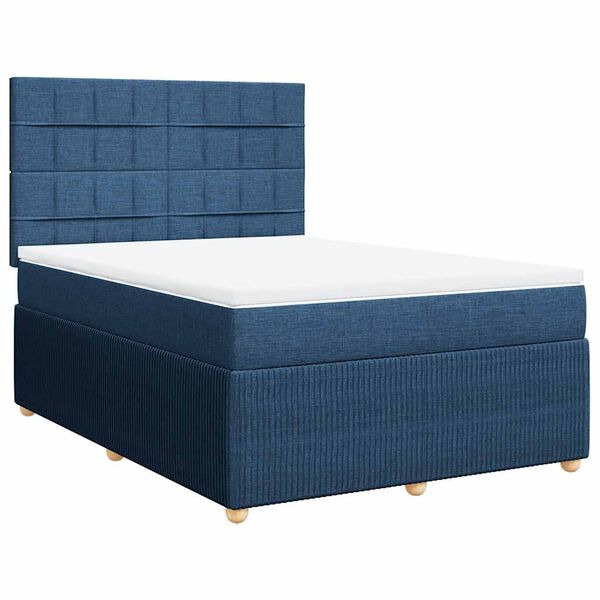 vidaXL Sommier à lattes de lit avec matelas Bleu 140x190 cm Tissu