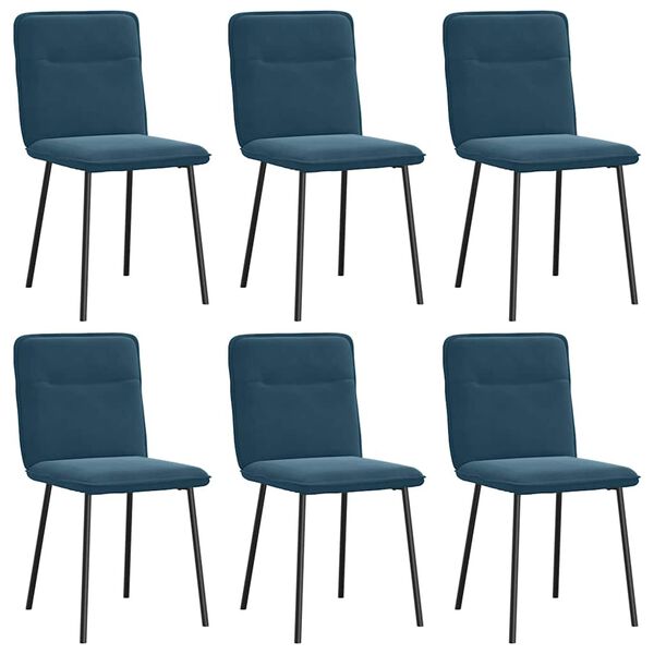 vidaXL Chaises &agrave; manger lot de 6 bleu velours