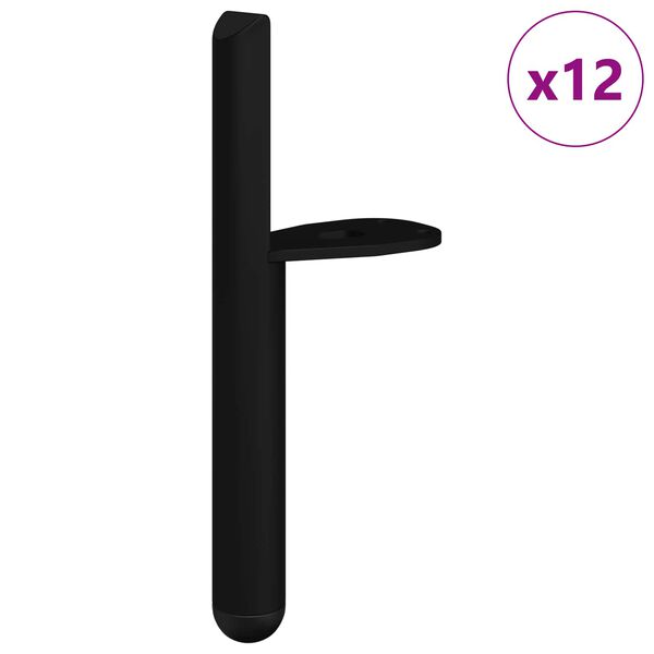 vidaXL Pieds de meuble 12 pcs Noir 66 x 36 x 160 mm Fer