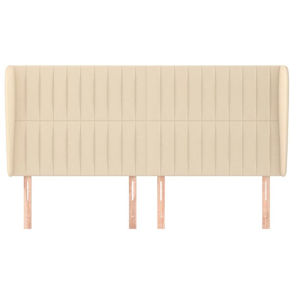 vidaXL T&ecirc;te de lit avec oreilles Cr&egrave;me 163x23x118/128 cm Tissu