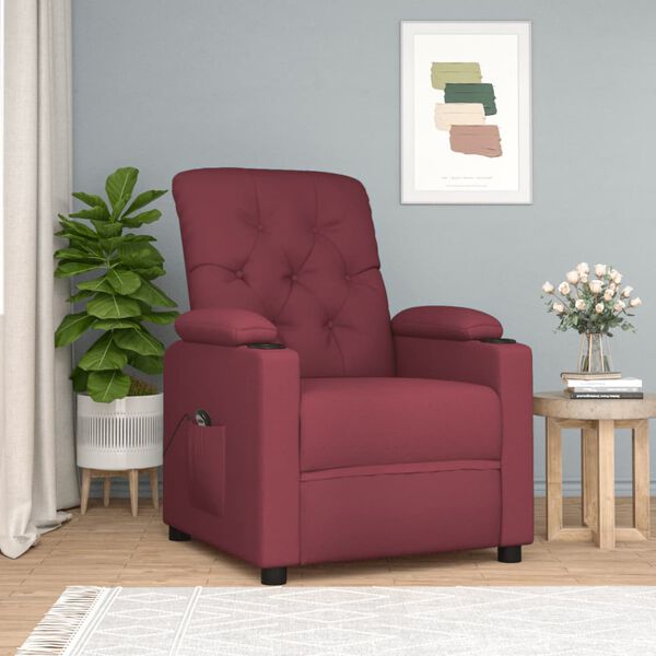 vidaXL Fauteuil inclinable &eacute;lectrique Rouge bordeaux Tissu