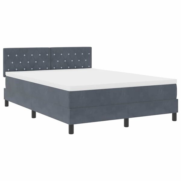 vidaXL Lit &agrave; ressort LED avec matelas Gris fonc&eacute; 140 x 200 cm Velours