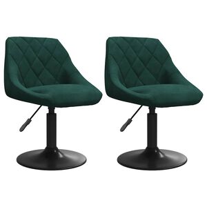 vidaXL Chaises pivotantes &agrave; manger lot de 2 vert fonc&eacute; velours