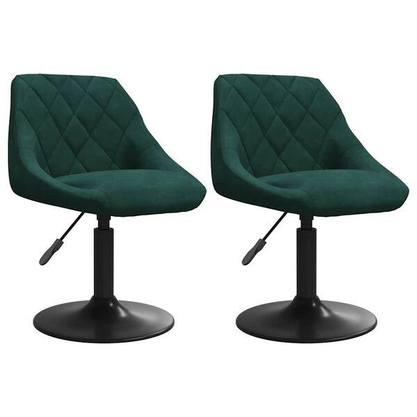 vidaXL Chaises pivotantes à manger lot de 2 vert foncé velours