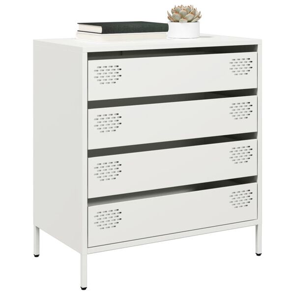 vidaXL Buffet blanc 68x39x73,5 cm acier laminé à froid