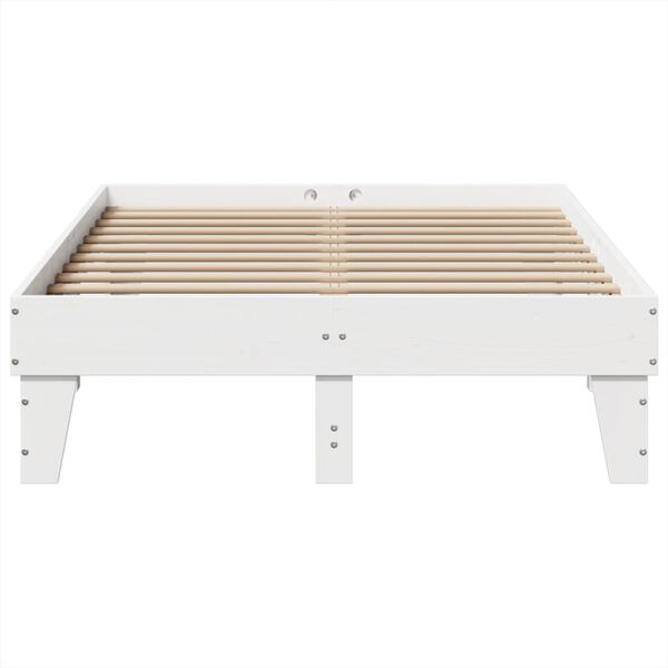 vidaXL Cadre de lit sans matelas blanc 135x190 cm bois de pin massif