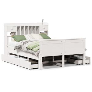 vidaXL Lit biblioth&egrave;que sans matelas blanc 140x200 cm bois pin massif