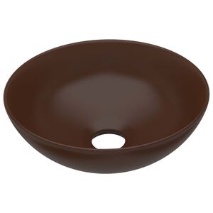 vidaXL Lavabo de salle de bain C&eacute;ramique Marron Rond