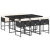 vidaXL Ensemble &agrave; manger de jardin coussins 7pcs Noir R&eacute;sine tress&eacute;e