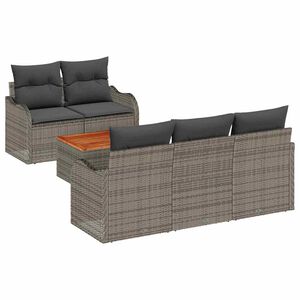 vidaXL Ensemble de canap&eacute; de jardin 6 pc 5 place Gris polyrotin