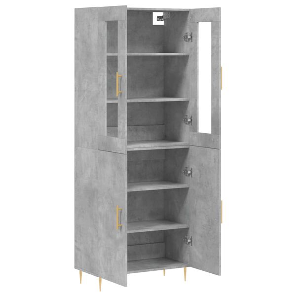 vidaXL Buffet haut Gris b&eacute;ton 69,5x34x180 cm Bois d'ing&eacute;nierie