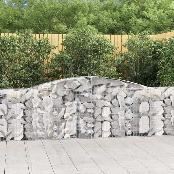 vidaXL Paniers &agrave; gabions arqu&eacute;s 5 pcs 400x30x100/120 cm Fer galvanis&eacute;