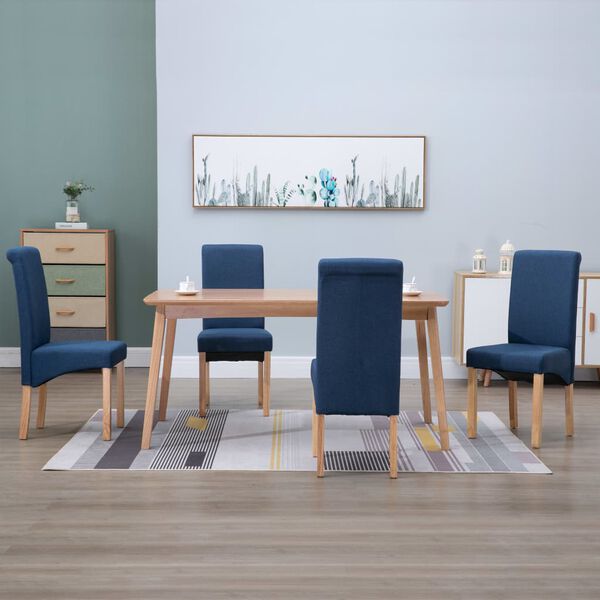 vidaXL Chaises &agrave; manger lot de 4 bleu tissu