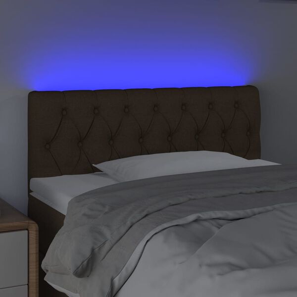 vidaXL Tête de lit à LED Marron foncé 90x7x78/88 cm Tissu