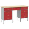 vidaXL Placard de travail 3 pcs Rouge Bois d'ing&eacute;nierie et acier