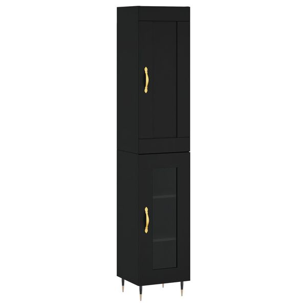 vidaXL Buffet haut Noir 34,5x34x180 cm Bois d'ing&eacute;nierie