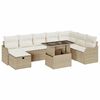 vidaXL Ensemble de canap&eacute; de jardin 9 pc Beige polyrotin