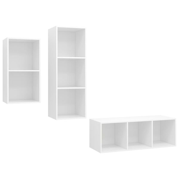 vidaXL Ensemble de meuble TV 3 pcs Blanc Bois d'ingénierie