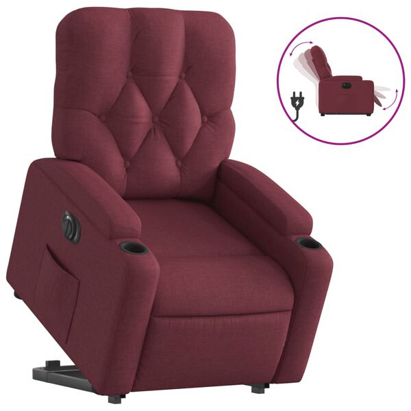 vidaXL Fauteuil inclinable &eacute;lectrique rouge bordeaux tissu