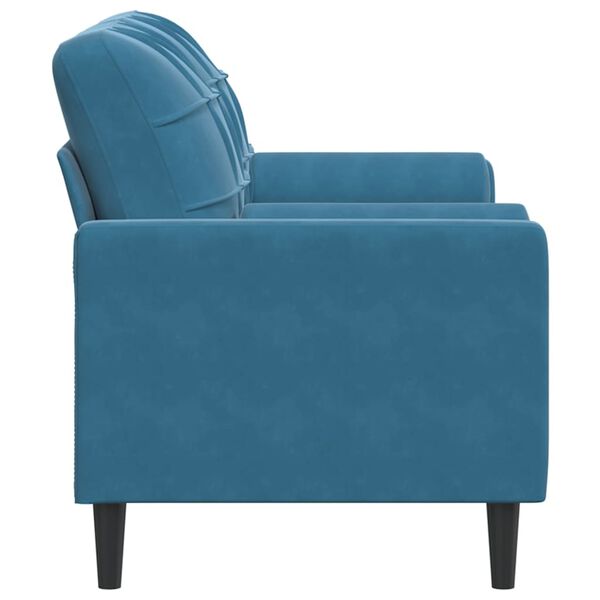 vidaXL Canap&eacute; 2 places avec oreillers d&eacute;coratifs bleu 140 cm velours
