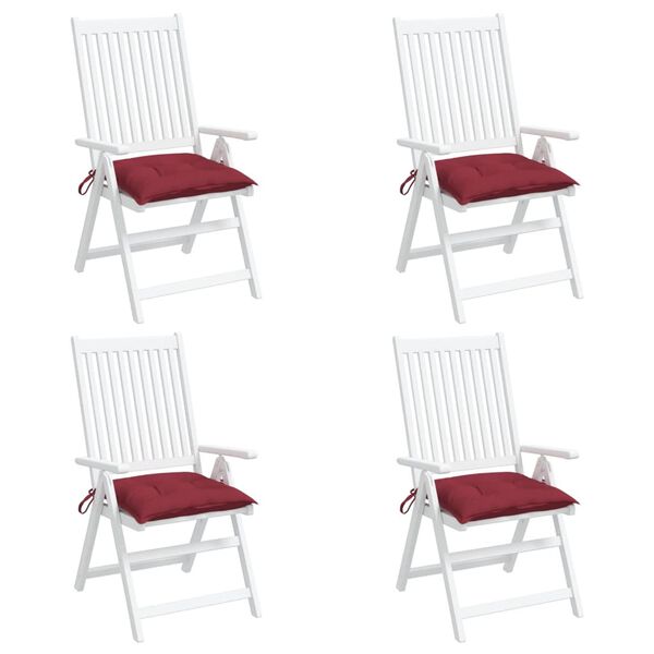vidaXL Coussins de chaise lot de 4 rouge bordeaux 40x40x7 cm