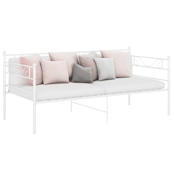 vidaXL Cadre de canap&eacute;-lit sans matelas blanc m&eacute;tal 90x200 cm