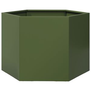 vidaXL Jardini&egrave;re vert olive hexagone 69x60x45 cm acier