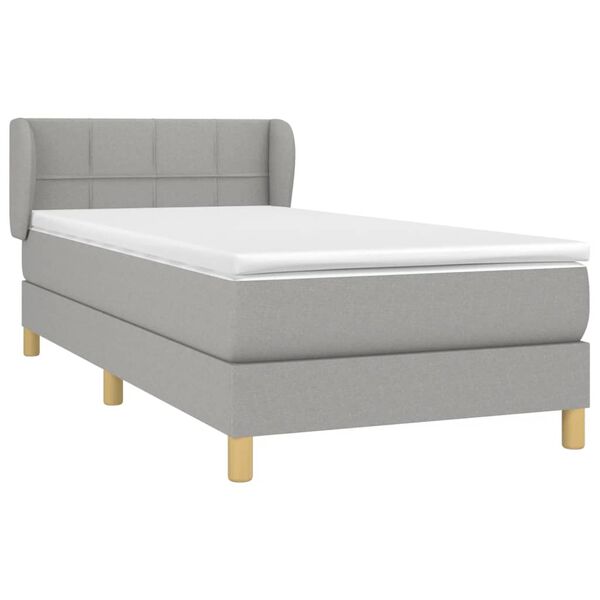 vidaXL Sommier &agrave; lattes de lit avec matelas Gris clair 100x200cm Tissu