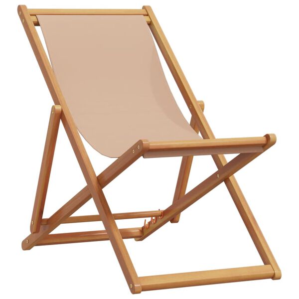 vidaXL Chaises de plage pliantes lot de 2 taupe tissu et bois massif
