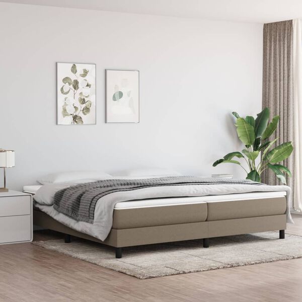 vidaXL Cadre de lit &agrave; ressorts taupe 200x200 cm tissu