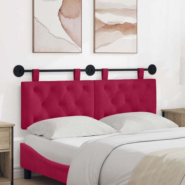 vidaXL T&ecirc;te de lit suspendue Bordeaux 130 x 55 x 7 cm Velours