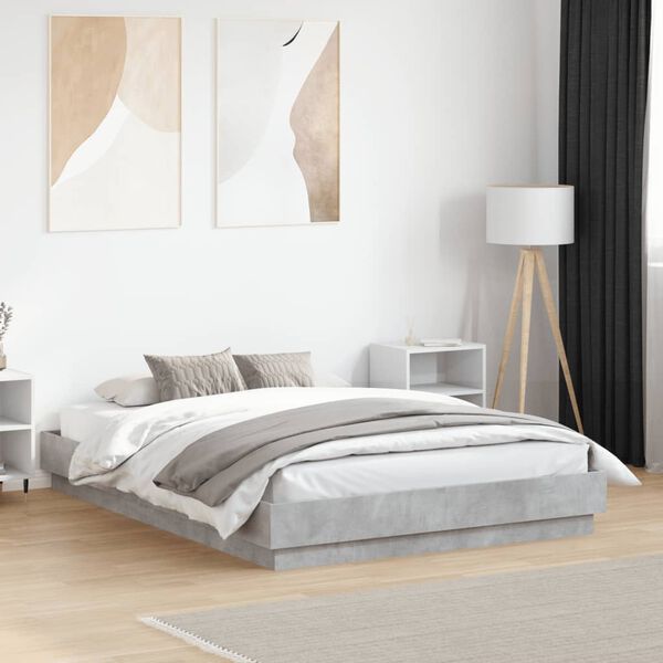 vidaXL Cadre de lit sans matelas gris b&eacute;ton 120x190 cm