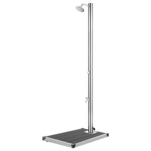 vidaXL Douche de jardin avec base gris 220 cm Acier inoxydable