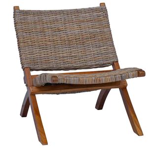 vidaXL Chaise de relaxation rotin kubu naturel et bois d'acajou massif