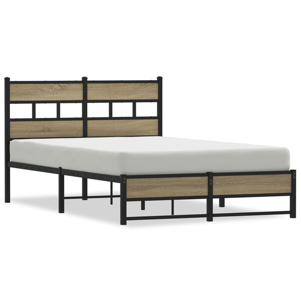 vidaXL Cadre de lit en m&eacute;tal sans matelas ch&ecirc;ne sonoma 120x200 cm