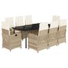 vidaXL Ensemble &agrave; manger de jardin et coussins 9 pcs beige Poly rotin