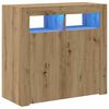 vidaXL Buffet avec lumi&egrave;res LED ch&ecirc;ne artisanal bois d'ing&eacute;nierie