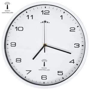 vidaXL Horloge murale radioguid&eacute;e avec mouvement &agrave; quartz 31 cm Blanc