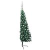 vidaXL Demi-arbre de No&euml;l artificiel pr&eacute;-&eacute;clair&eacute; et boules vert 210 cm