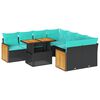 vidaXL Salon de jardin avec coussins 9 pcs noir r&eacute;sine tress&eacute;e acacia