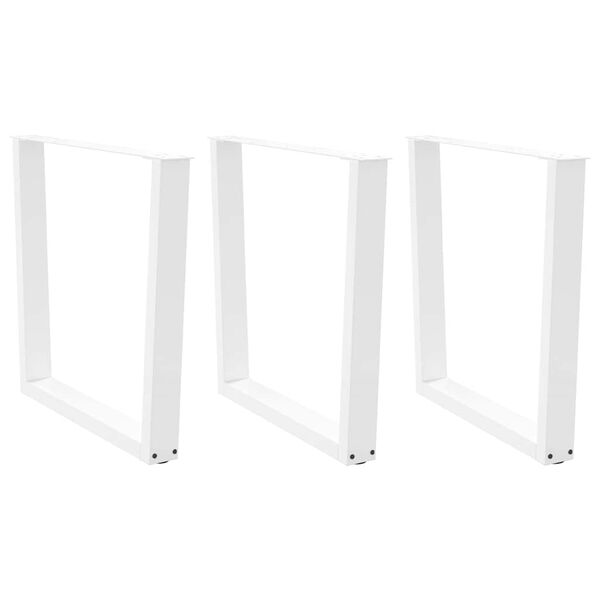 vidaXL Pieds de table &agrave; manger en forme de V, 3 pi&egrave;ces, blanc, 80 x (72-73,3) cm, acier