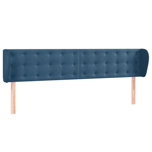 vidaXL Tête de lit avec oreilles Bleu foncé 183x23x78/88 cm Velours