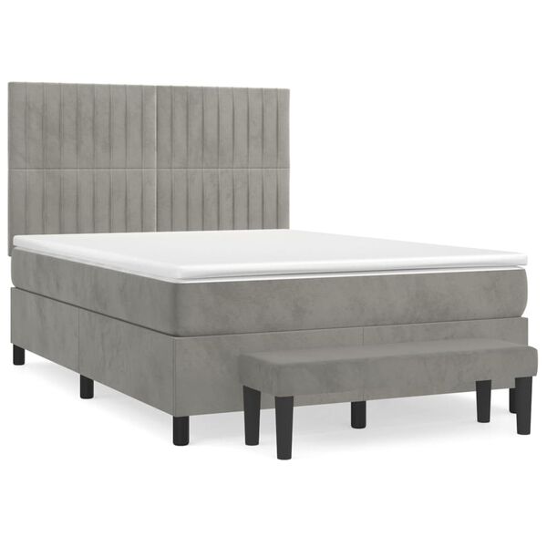 vidaXL Sommier &agrave; lattes de lit et matelas Gris clair 140x200cm Velours