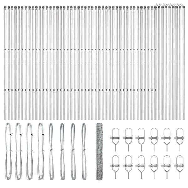 vidaXL Cl&ocirc;ture avec poteaux Argent 1.4 x 100 m Acier recouvert de PVC