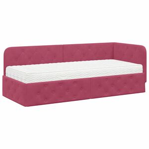 vidaXL Cadre de lit d'angle Bordeaux 80 x 200 cm Velours