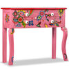 vidaXL Table console Bois de manguier massif Rose Peint &agrave; la main