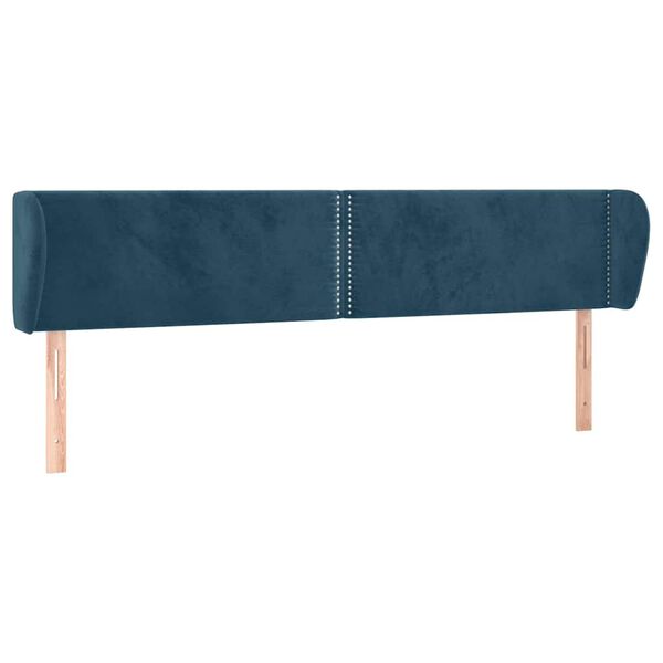 vidaXL T&ecirc;te de lit avec oreilles Bleu fonc&eacute; 163x23x78/88 cm Velours