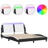 vidaXL Cadre de lit avec LED sans matelas Zadar noir et blanc 160x200 cm