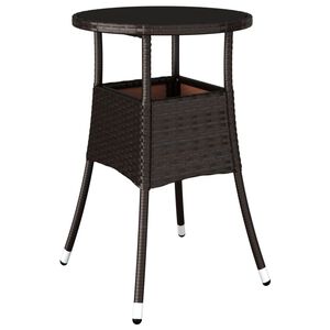 vidaXL Table de jardin &Oslash;60x75 cm Verre tremp&eacute;/r&eacute;sine tress&eacute;e Marron