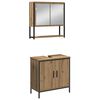 vidaXL Ensemble de mobilier de salle de bain avec &eacute;tag&egrave;re 3 pcs Marron